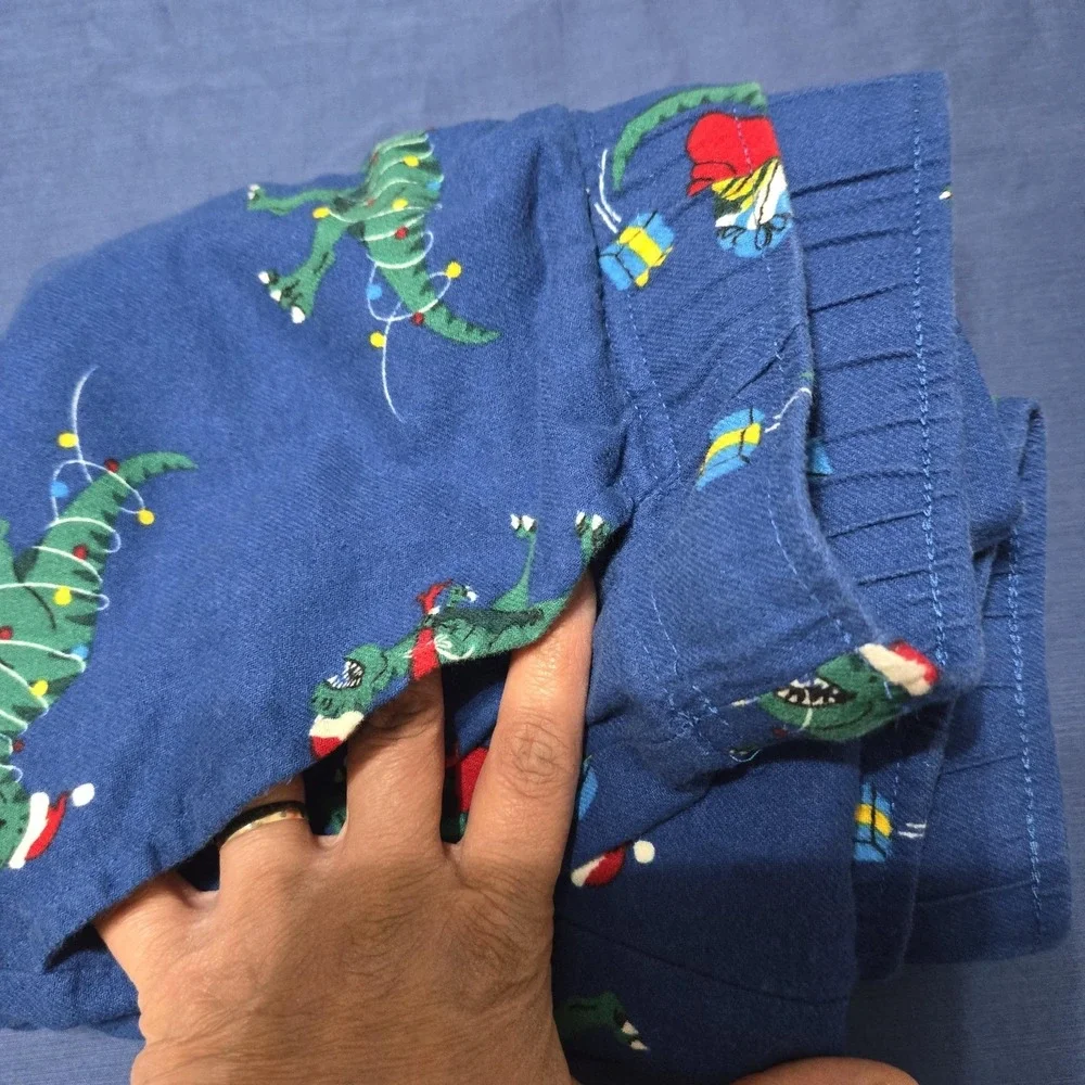 Old Navy Pajama Pants Mens 2XL Blue Flannel Dinosaur Christmas Print Lounge